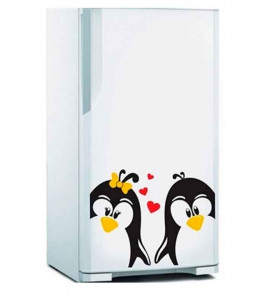 Adesivo para Geladeira Casal de Pinguins Apaixonados
