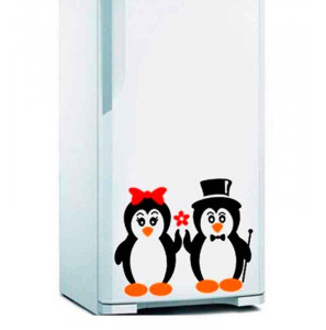 Adesivo de Geladeira Casal de Pinguim